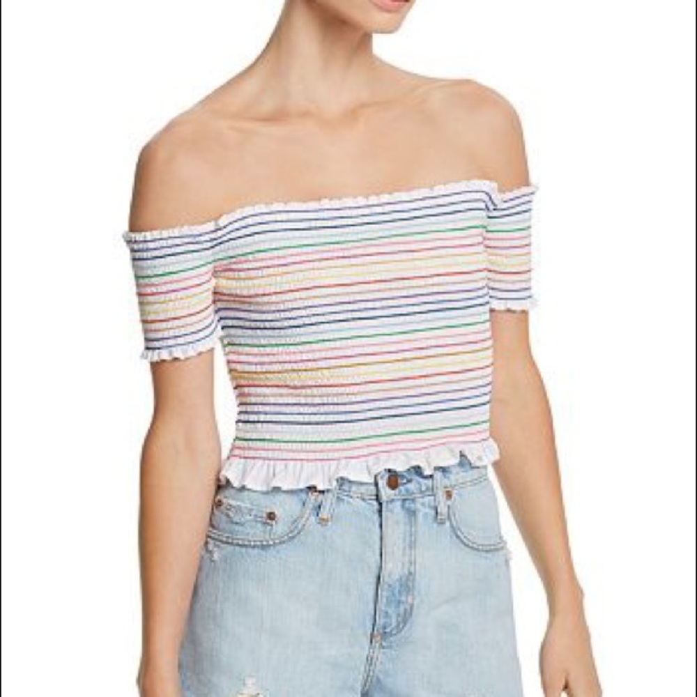 AQUA Rainbow Smocked Crop Top